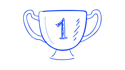 Blue trophy with number one award winner