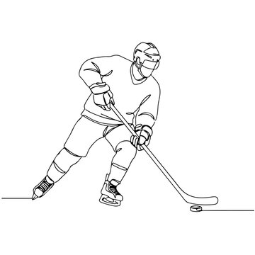 hockey player single line drawing clip art preview