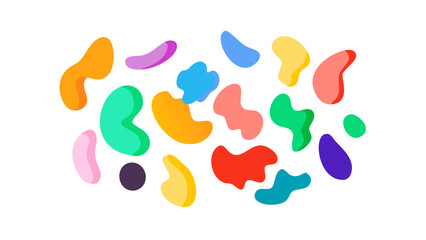 Colorful abstract organic shapes scattered blobs