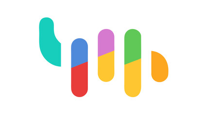 Colorful abstract shapes on white background graphic