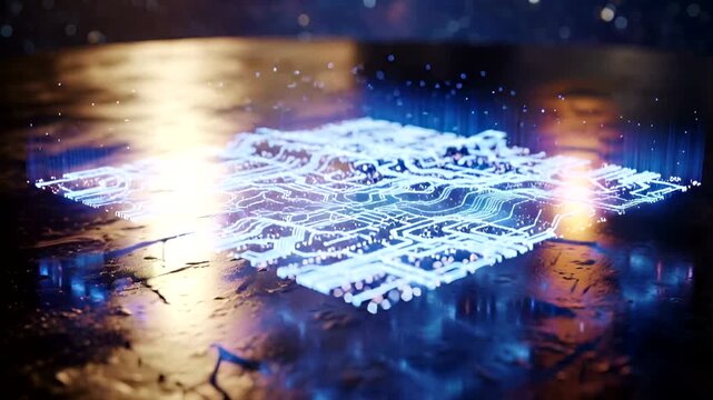 Futuristic Quantum Computing: Conceptual Visualization of Artificial Intelligence and Data - Powered by Adobe