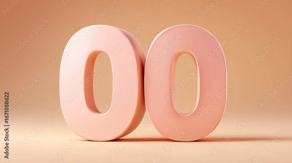 Canvas Prints soft pink number zero in modern minimalist style on beige background