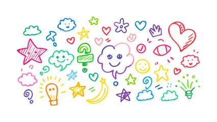 Colorful hand drawn doodles and symbols stars