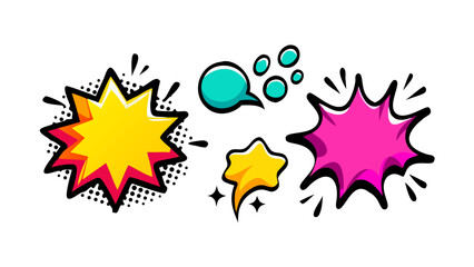 Comic style starburst speech bubbles explosion pop art