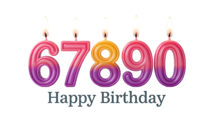 Birthday Candles Spell Out 67890 with "Happy Birthday
