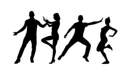 Couple dancing gracefully dancers silhouette