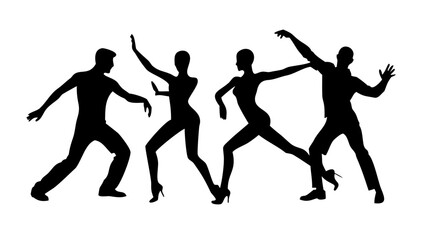 Couple dancing passionately latin dance silhouette