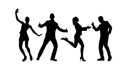 Diverse individuals dancing joyfully people silhouettes