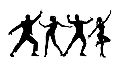 Diverse people dancing joyfully silhouettes celebration