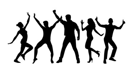 Energetic man dancing with arms raised silhouette movement