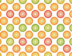 Vibrant Geometric Citrus Wheels in a Cheerful Repeating Pattern.