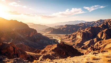 Golden Hour at Timna Park Desert Landscape with Rugged Mountains