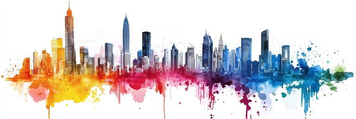 Fototapeta premium A unique blend of art and architecture illustrated through watercolor.