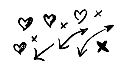 Hand drawn directional arrows pointer sign