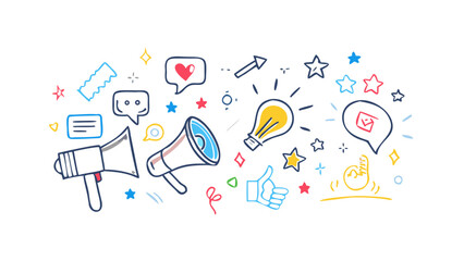 Hand drawn doodle icons for marketing and communication