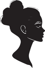 Bold Female Silhouette with Bun Hairstyle