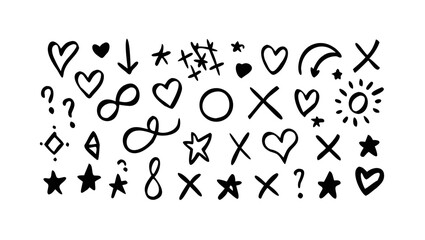 Hand Drawn Symbols Collection hearts stars