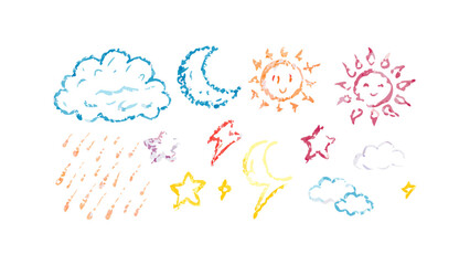 Hand drawn weather icons moon stars