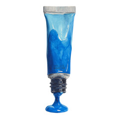 Blue Paint Tube on Transparent Background Isolated