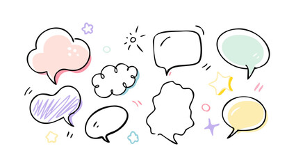 Pastel speech bubbles and stars thought bubble comic