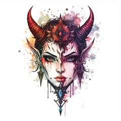 Half-Decay Face Design Inspired by Nordic Mythology in Black Ink