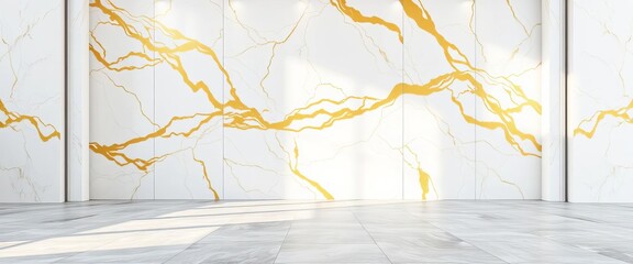 Elegant white and gold marble texture wall with gray ceramic floor, marble,  smooth