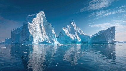 Icebergs in pristine arctic waters