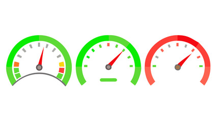 Speedometer gauges with red green indicators vector