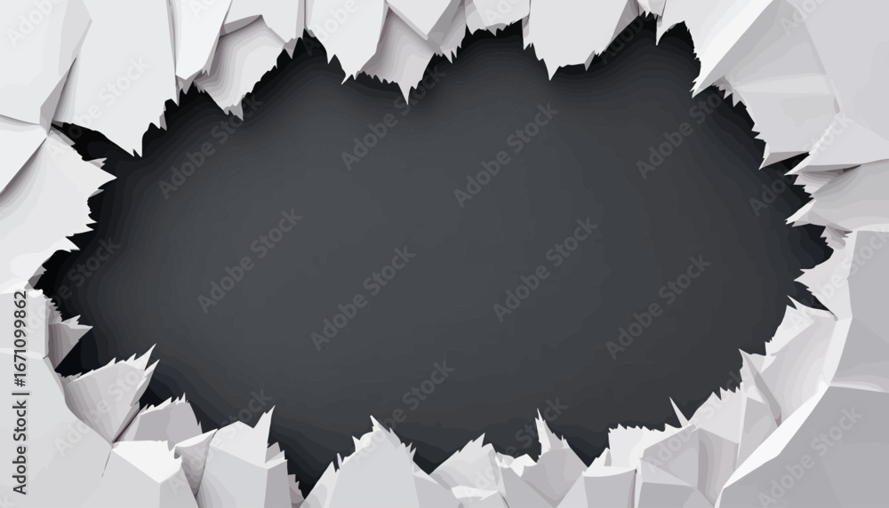 Poster vector graphic of a torn cardboard sheet revealing a dark background, ideal for adding a dramatic or