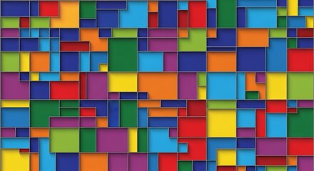 Colorful Abstract Geometric Pattern with Overlapping Squares.