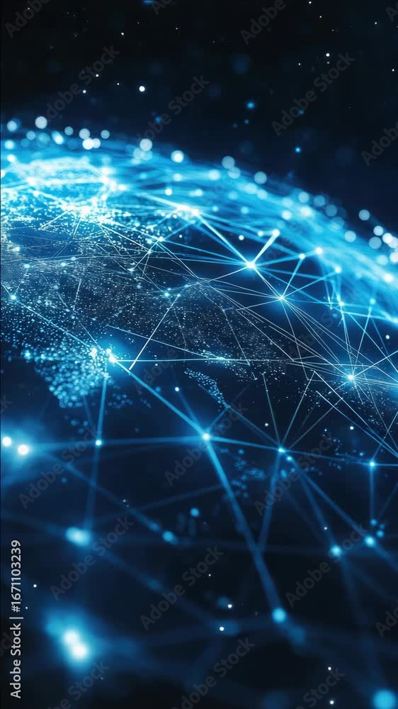 Poster modern high-tech global network, digital connection and cybernetic infrastructure with glowing lines