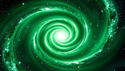 Green spiral galaxy abstract design