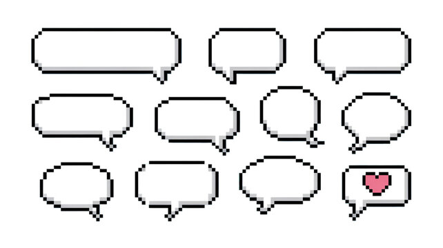 Pixel Art Speech Bubbles Collection - Powered by Adobe