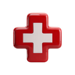 Obraz premium Red Glossy Medical Cross, Healthcare Plus Sign, 3D Icon, Hospital Symbol stock asset