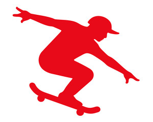red color Skateboarding trick silhouette vector
