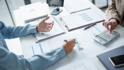 business man Auditor or internal revenue service staff checking annual financial statements company...