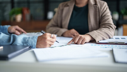 business man Auditor or internal revenue service staff checking annual financial statements company...