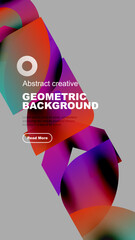 Modern design features vibrant overlapping shapes, gradients, text elements. Minimalist aesthetic suitable for digital projects.