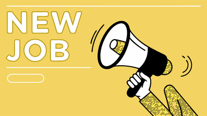New Job Announcement Megaphone Graphic for Hiring and Recruitment Illustrations.