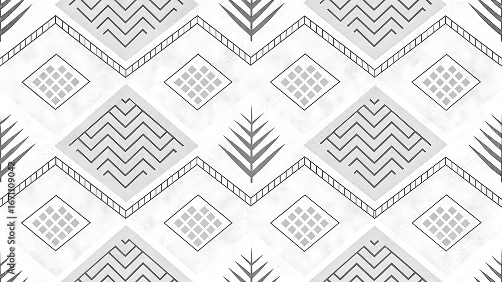 Poster abstract geometric pattern with diamond shapes and zigzag lines for textile design and backgrounds m