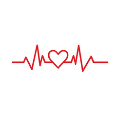 Red Heartbeat EKG Line, Health Love Pulse, Medical Graphic Design stock asset