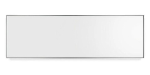 Gray rectangular mirror with a simple frame, isolated on white,  sleek,  mirror reflection