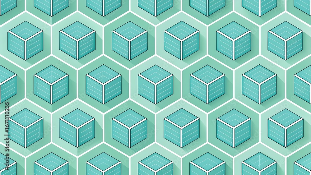 Poster abstract isometric cube pattern design background modern geometric blockchain technology illustratio