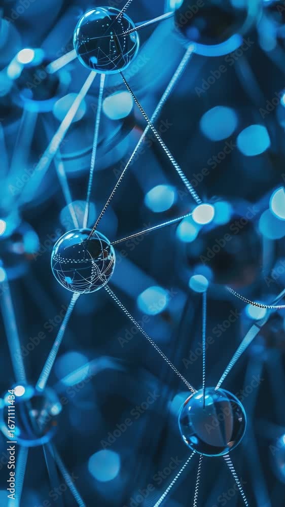 Aufkleber 3d rendering of molecular structure with spheres and chains