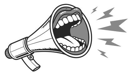 Loudmouth Megaphone Announcement Cartoon Illustration vector graphic.