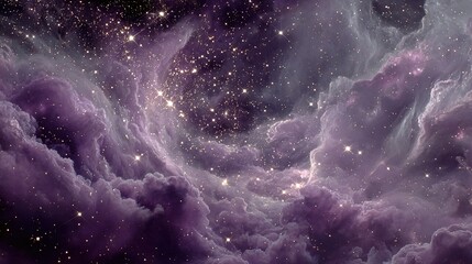 Fototapeta premium Purple and gray nebula with stars in space cosmic background abstract illustration.