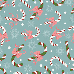 Candy cane pattern on blue background for background, fabric, cover, wrapper, etc.