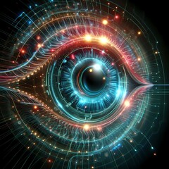 Futuristic Neon Energy Eye Organism
