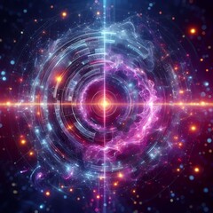 Obraz premium Futuristic Neon Cosmic Energy Swarm