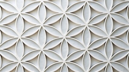 White Flower of Life Geometric Pattern Background Design Seamless Repeating Ornament for Modern Art and Sacred Geometry Illustration